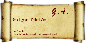 Geiger Adrián névjegykártya